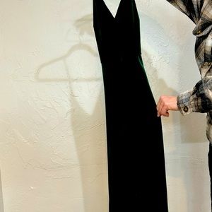 Green velvet spaghetti strap pant jump suit